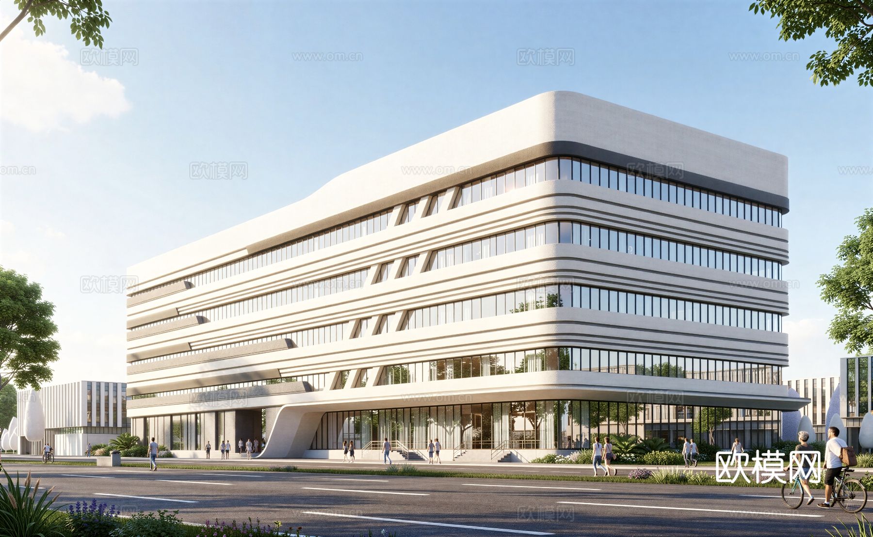 现代工业厂房 现代产业园 多层办公 厂房 产 产业园 办公楼su模型