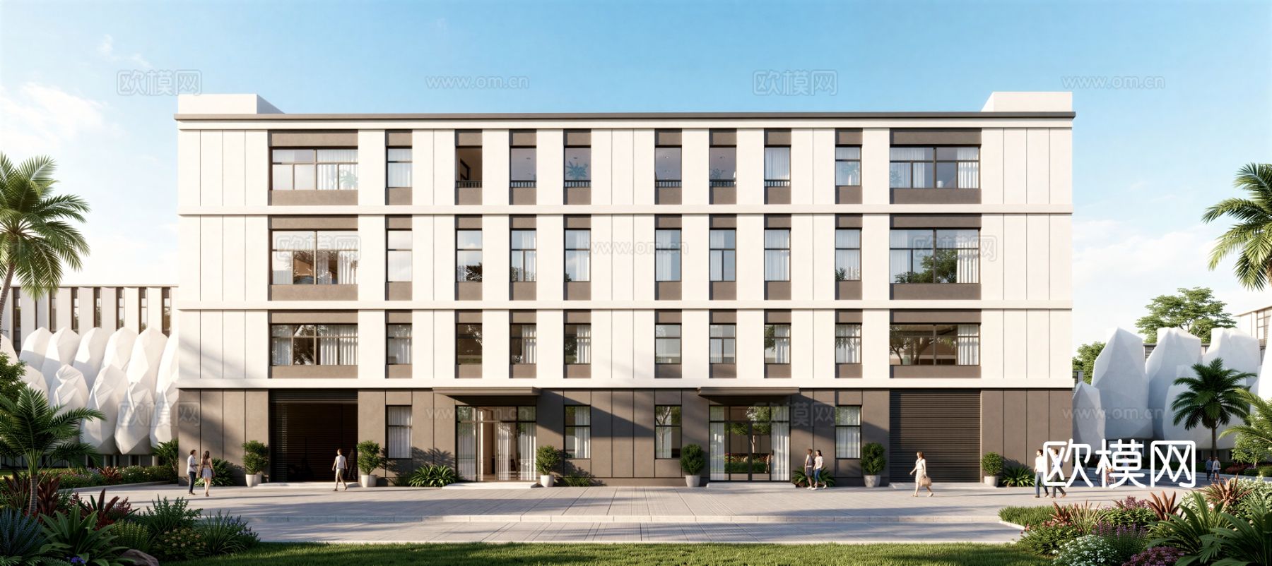 现代工业厂房 现代产业园 多层办公 厂房 产 产业园 办公楼su模型