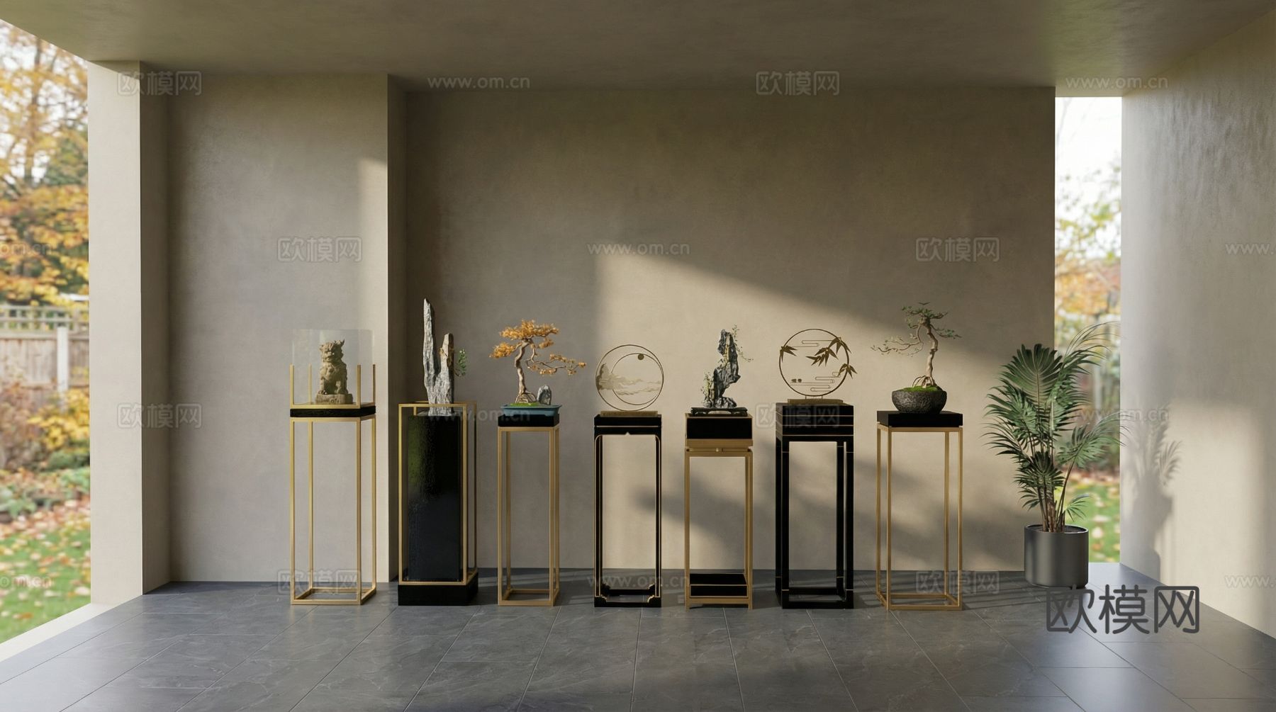 现代  新中式雕塑摆件su模型