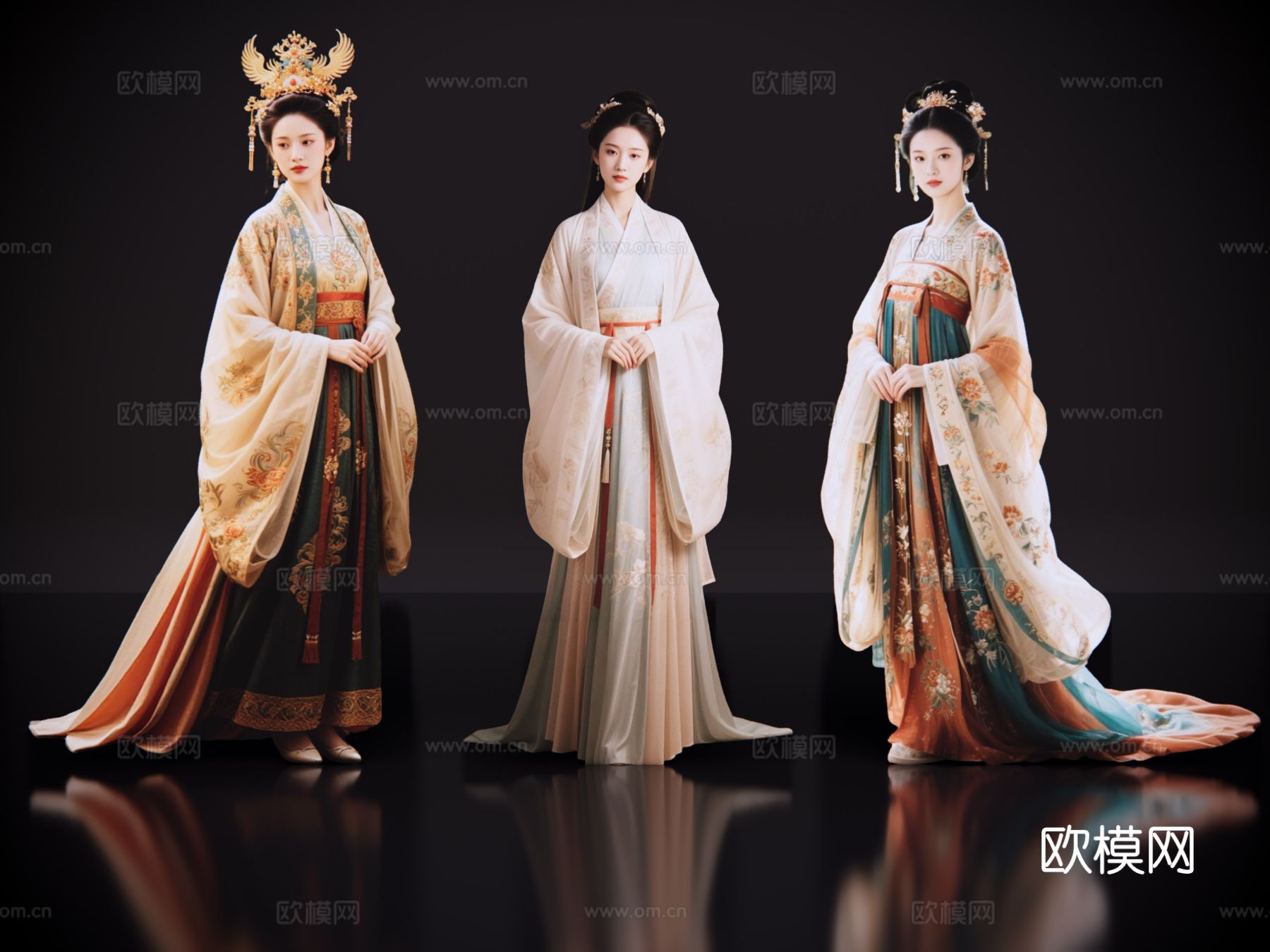 2D古装人物 古装美女 古代优伶 古装戏子 古典美人su模型