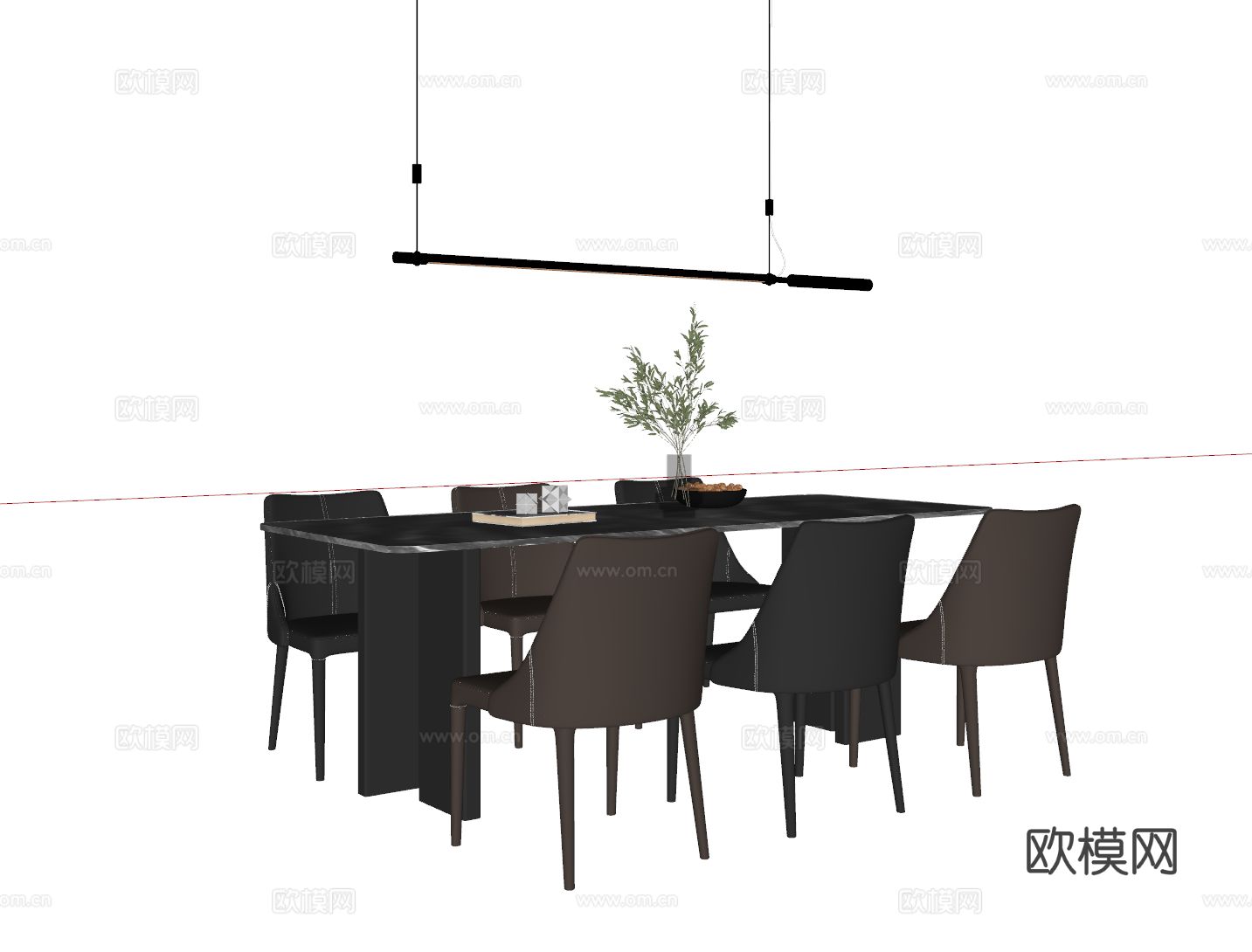现代意式餐桌椅su模型