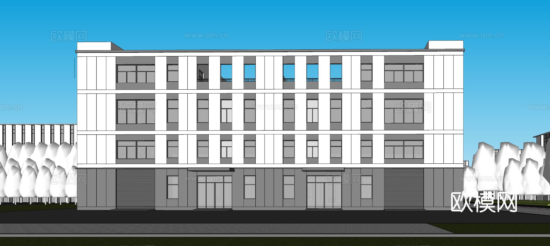 现代工业厂房 现代产业园 多层办公 厂房 产 产业园 办公楼su模型