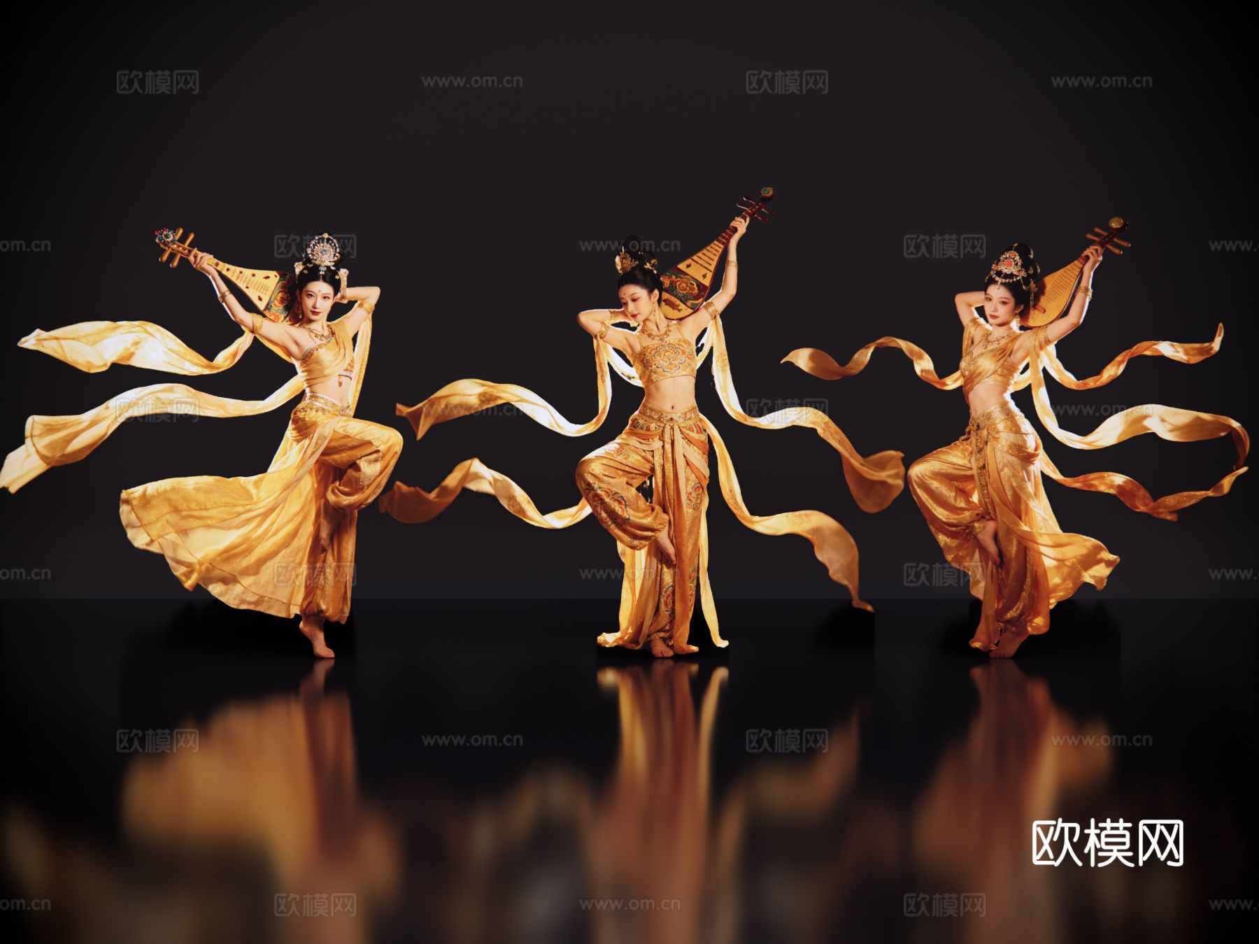 2D敦煌美女 敦煌舞蹈 古装美女 古典美人 跳舞su模型