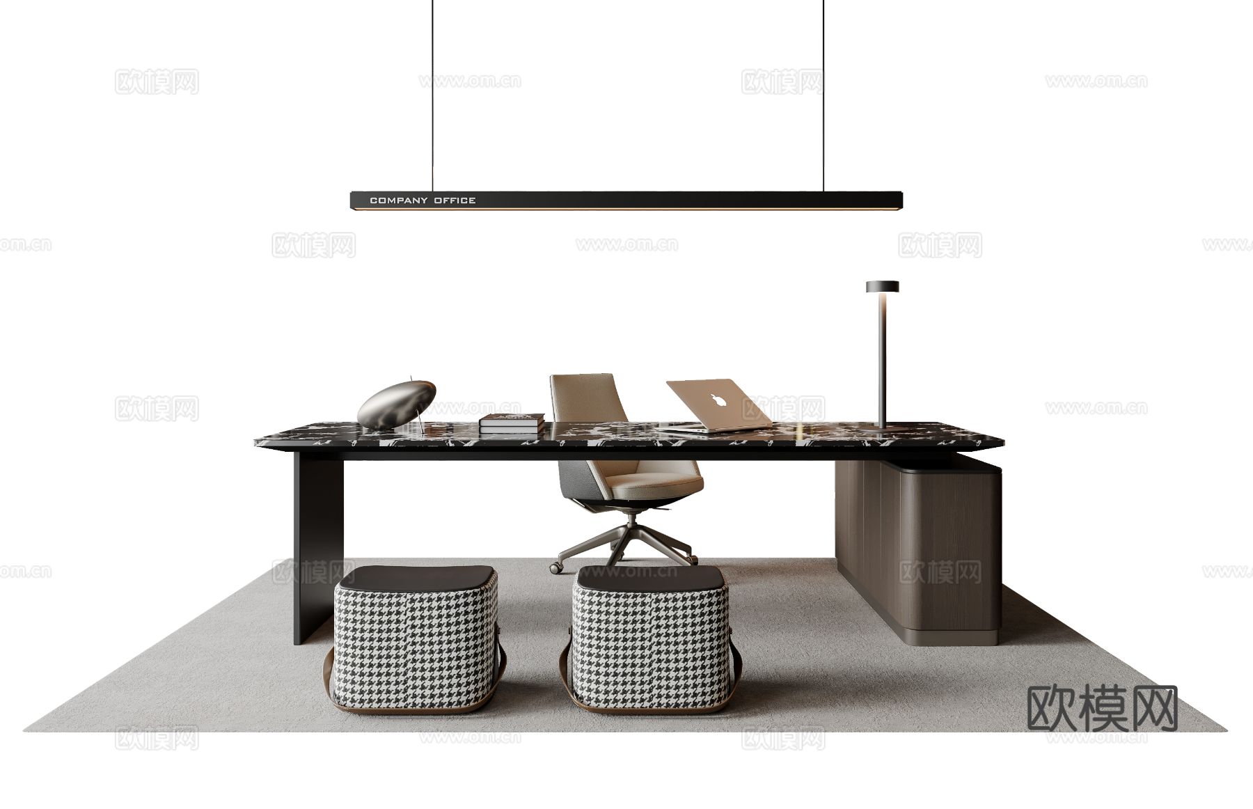 现代意式餐桌椅su模型