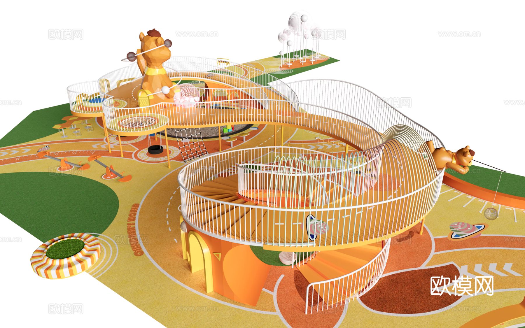 现代儿童游乐器材 儿童滑梯 儿童设施su模型