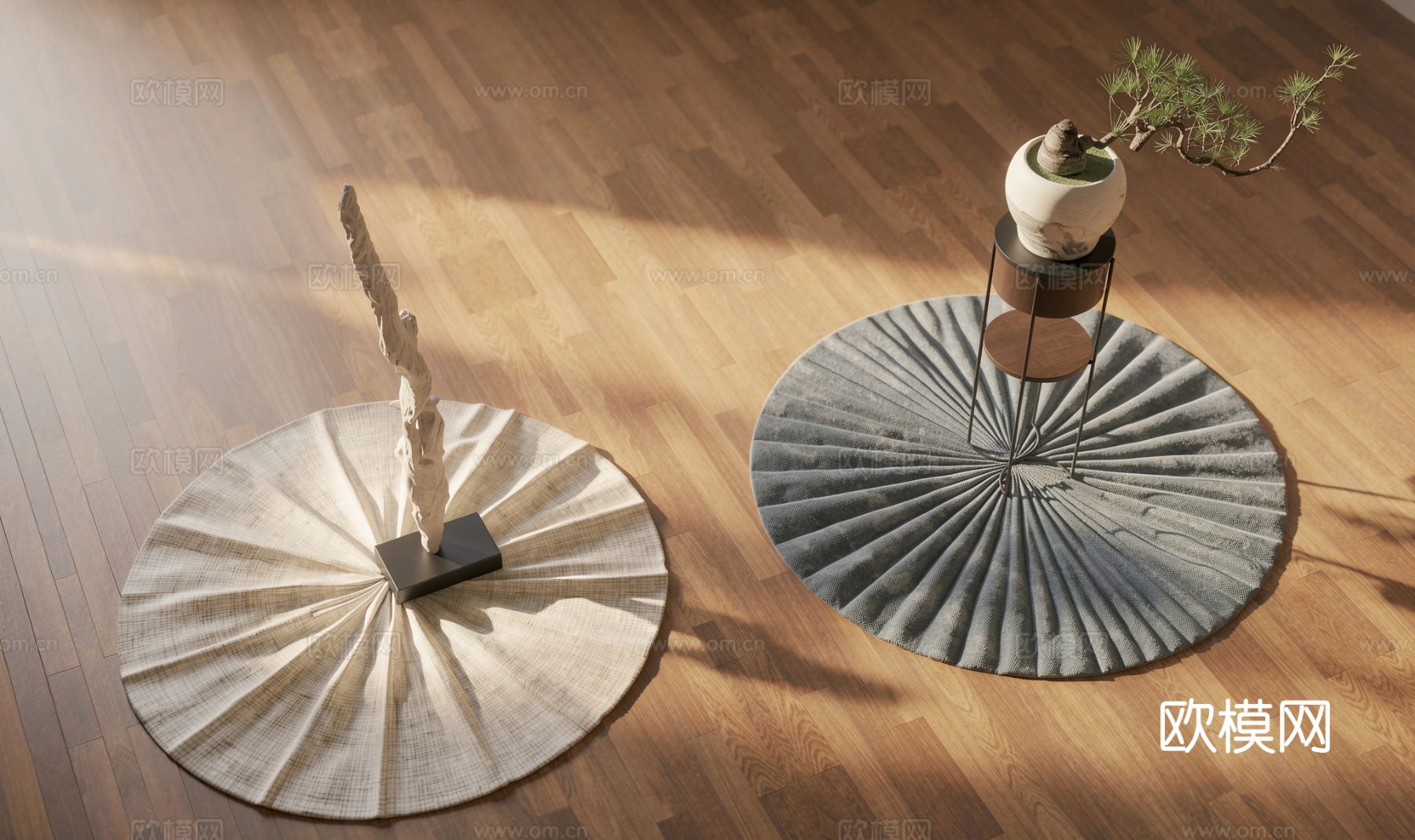 新中式松树盆景盆栽su模型