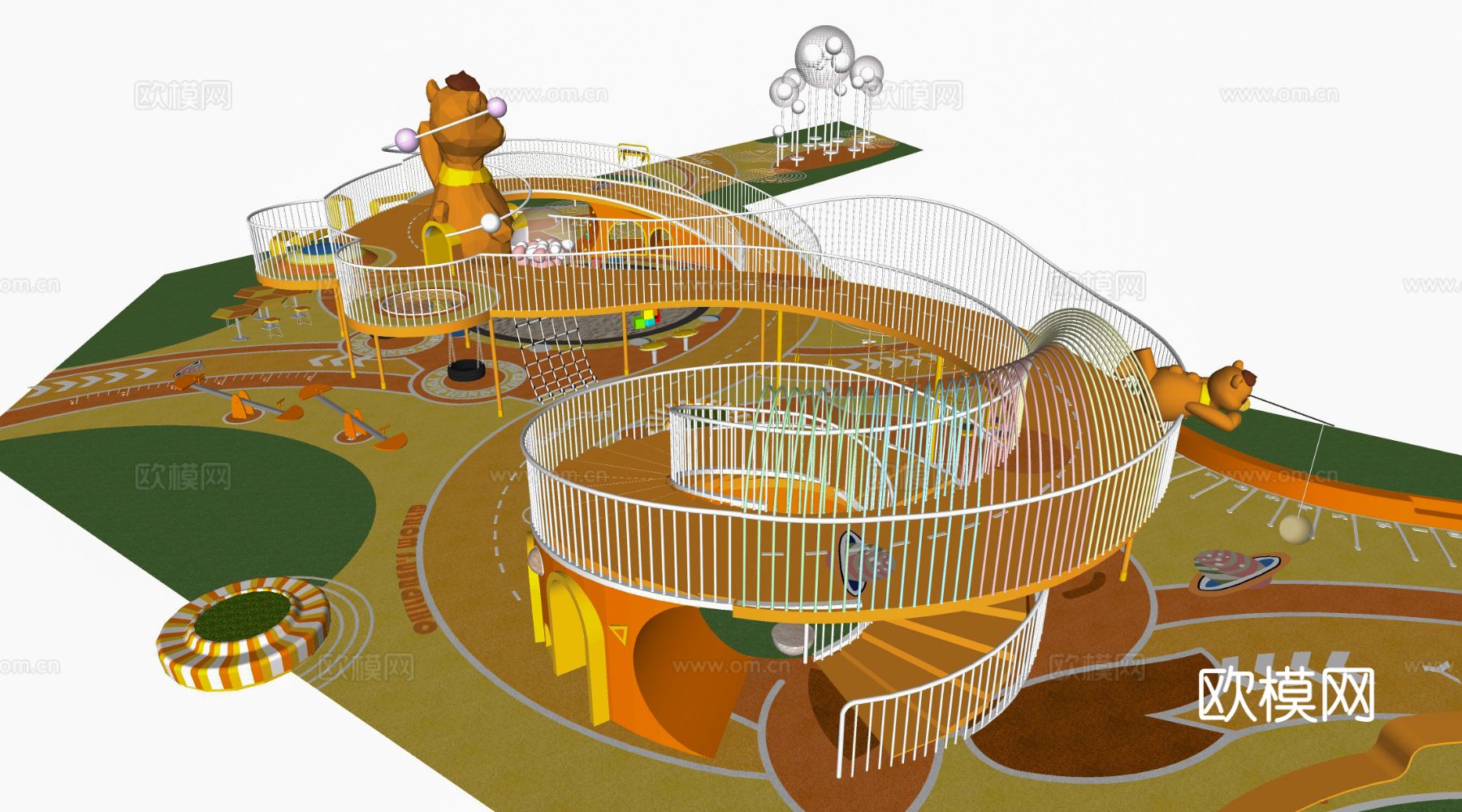 现代儿童游乐器材 儿童滑梯 儿童设施su模型