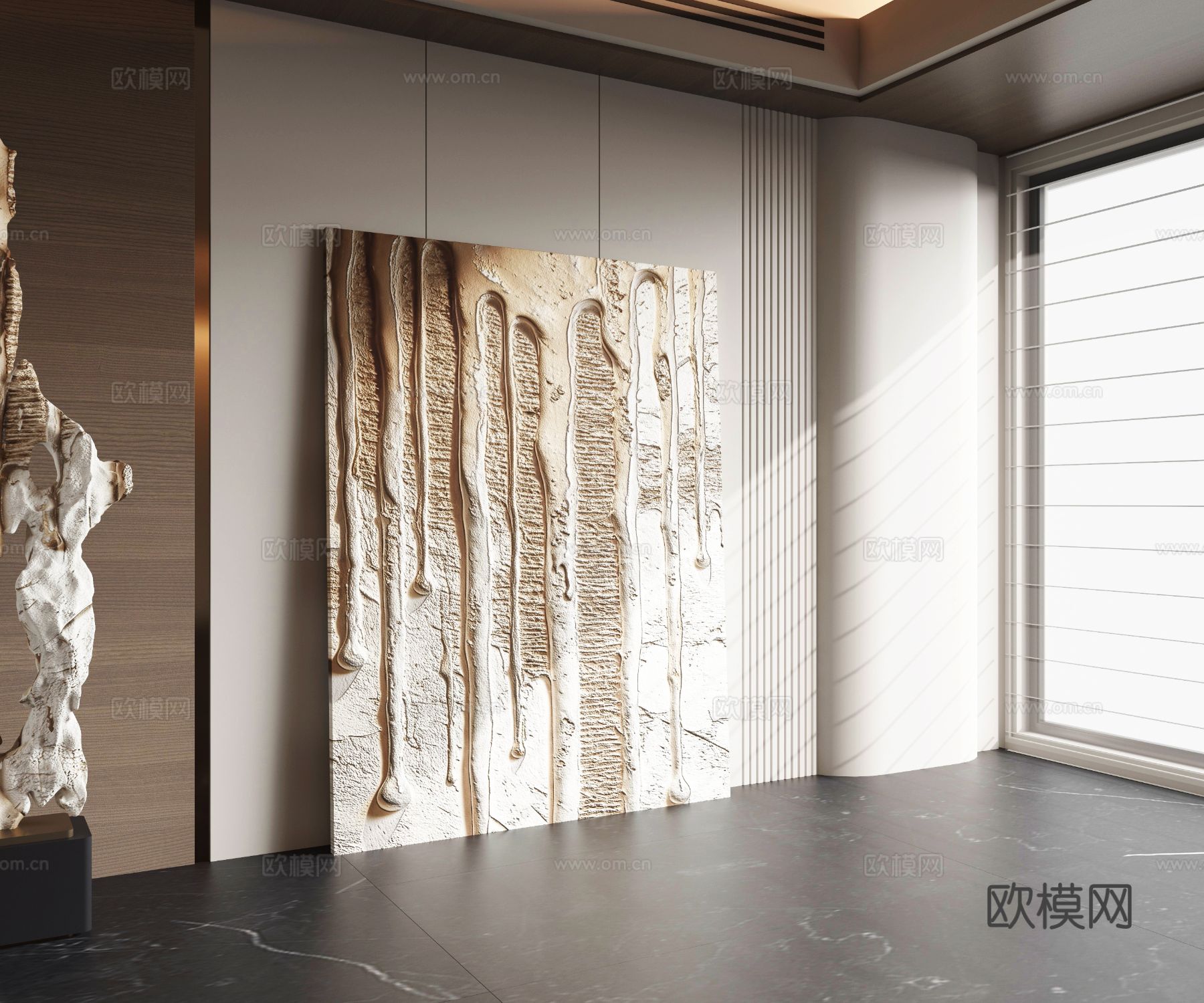 现代落地画 装饰画 抽象画 立体画su模型