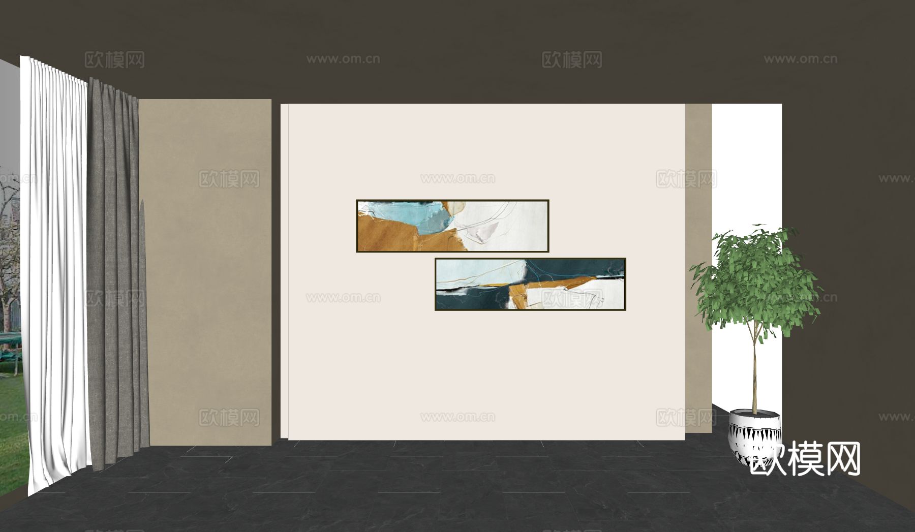 现代装饰挂画su模型