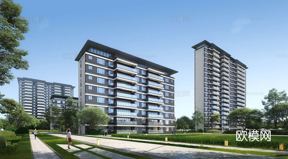 现代高层住宅  小区住宅建筑 小区洋房建筑su模型