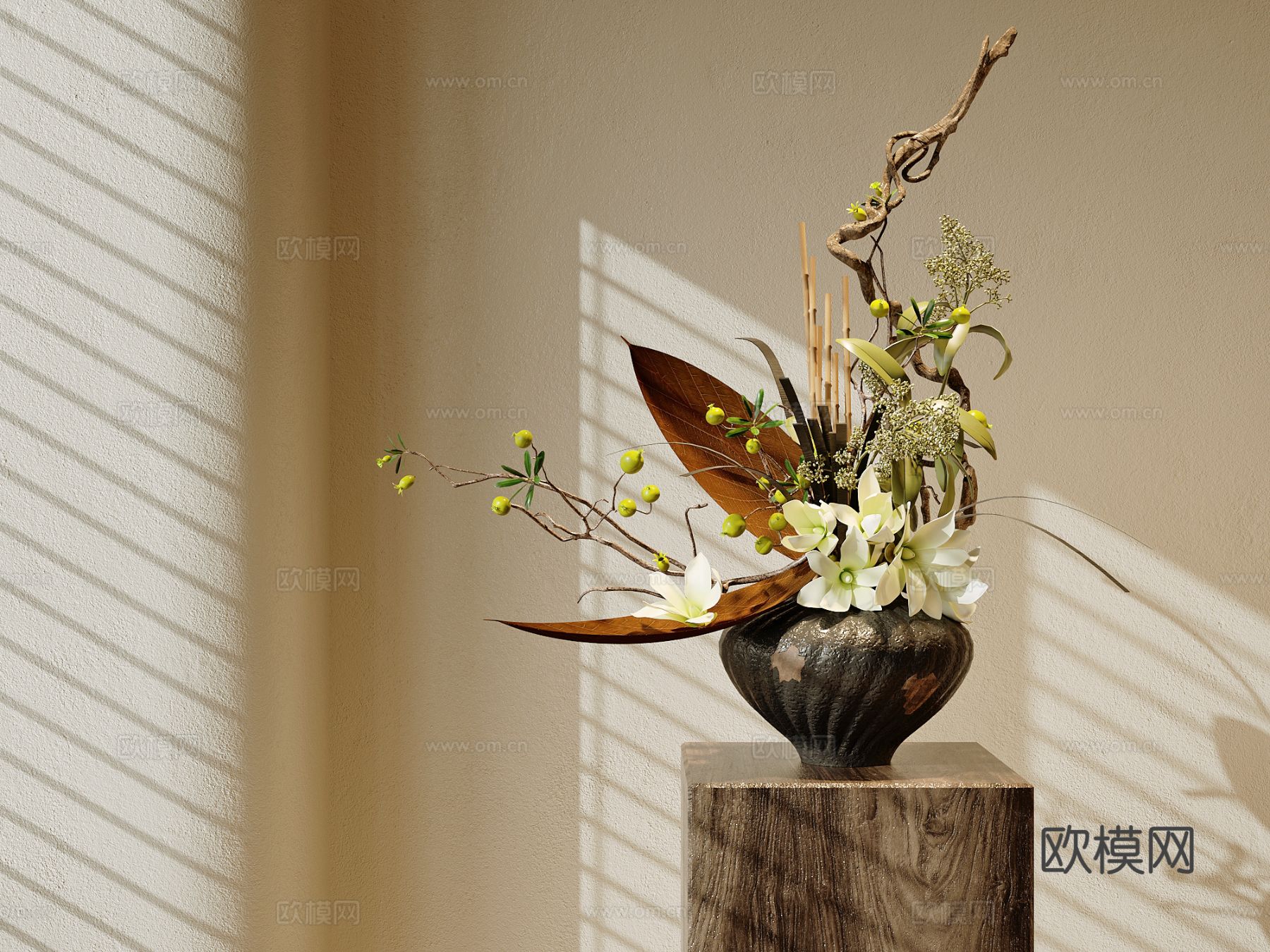 现代花瓶花艺插花3d模型