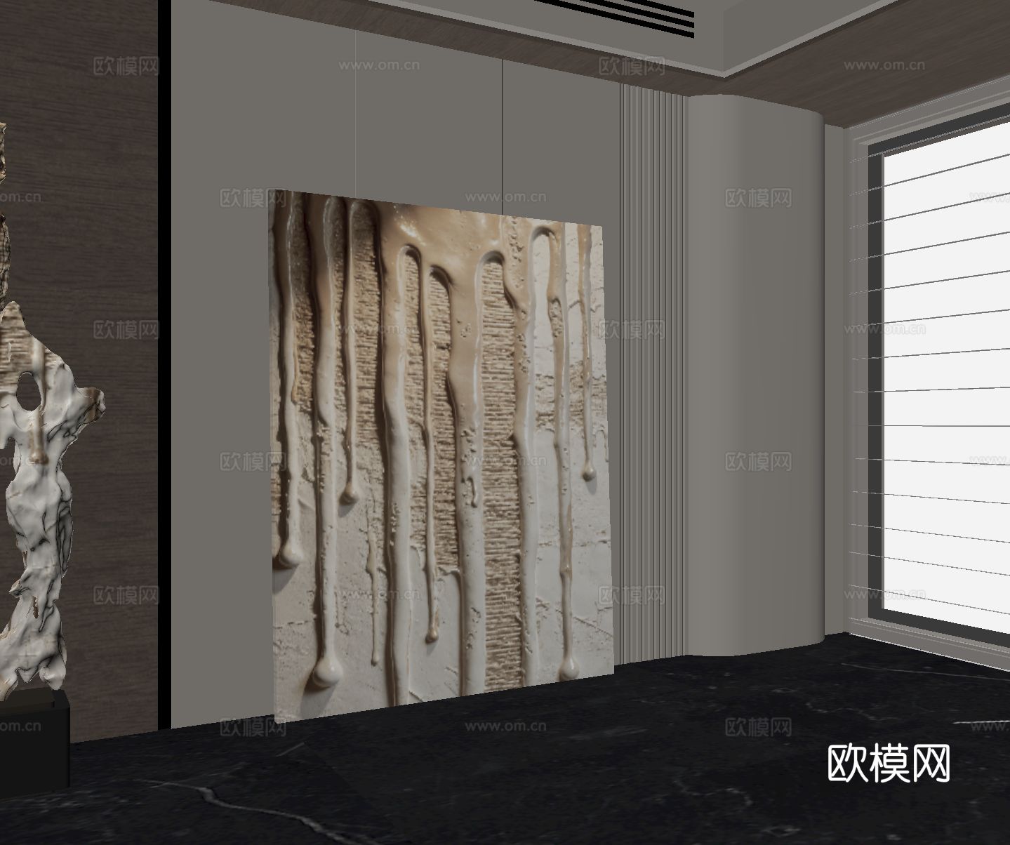 现代落地画 装饰画 抽象画 立体画su模型