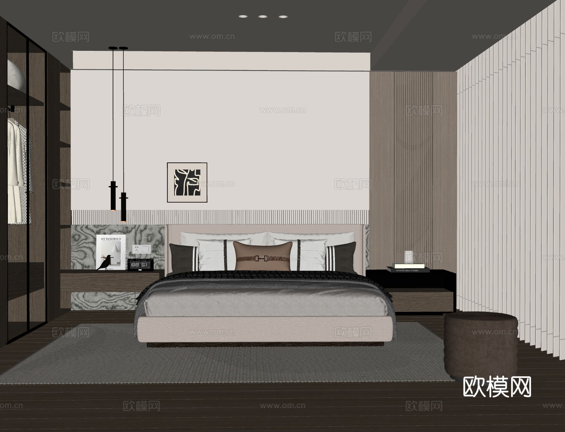 现代卧室su模型