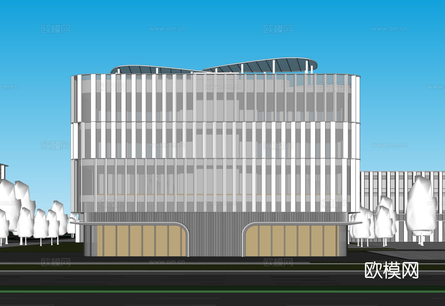 现代工业厂房 现代产业园 多层办公 厂房 产 产业园 办公楼su模型