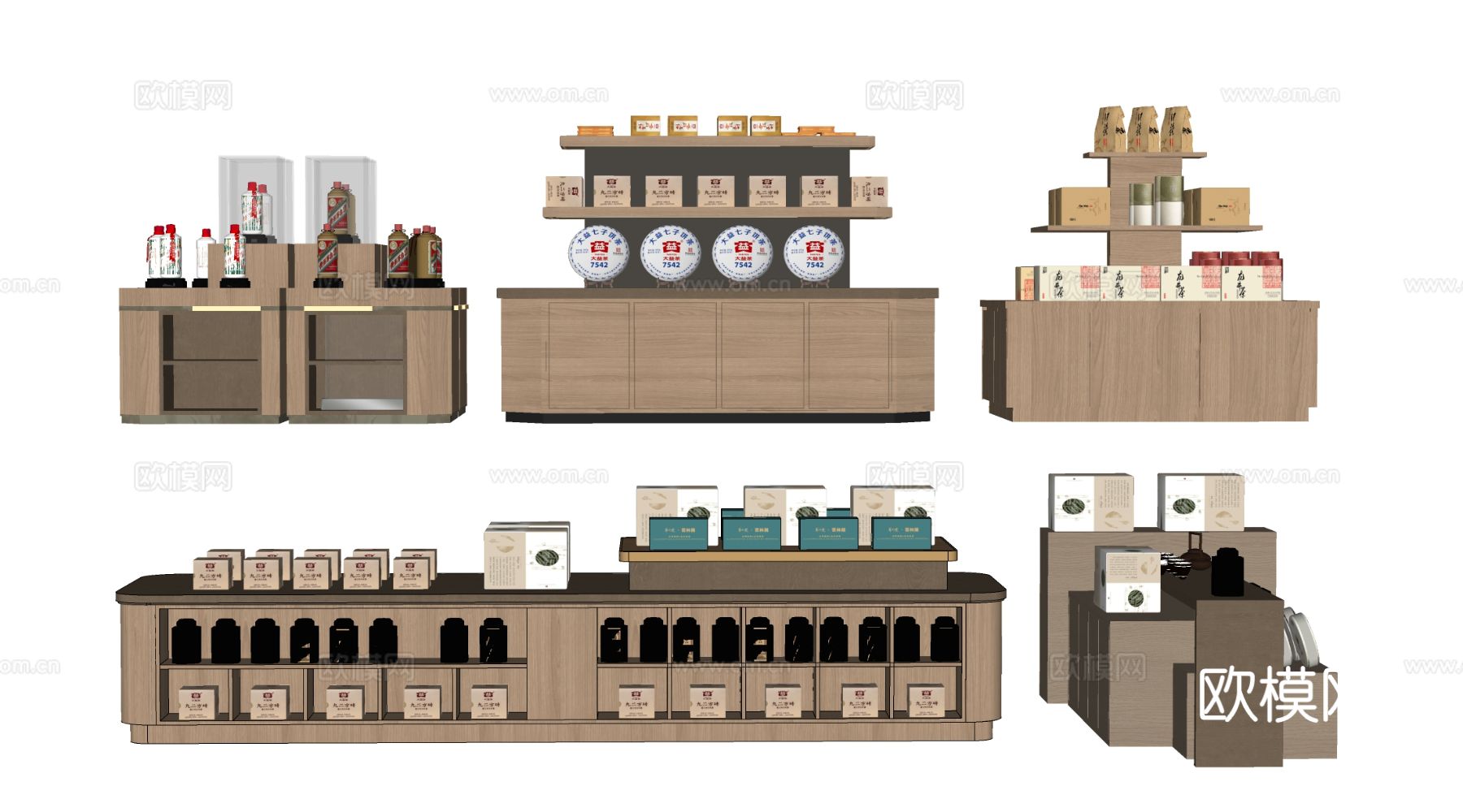 现代文创展台 文创展柜 文创展架 民俗小品su模型