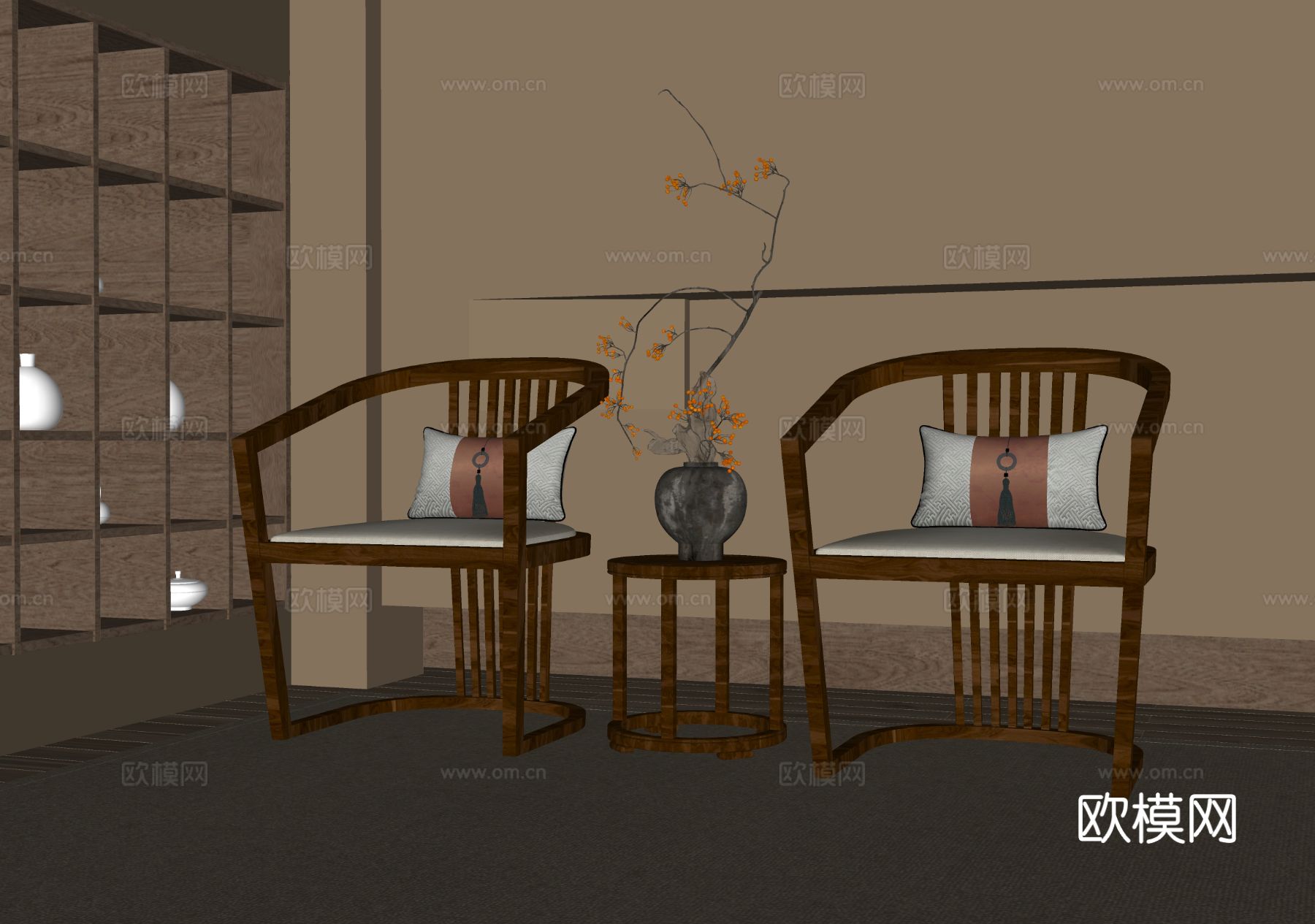 新中式椅子su模型