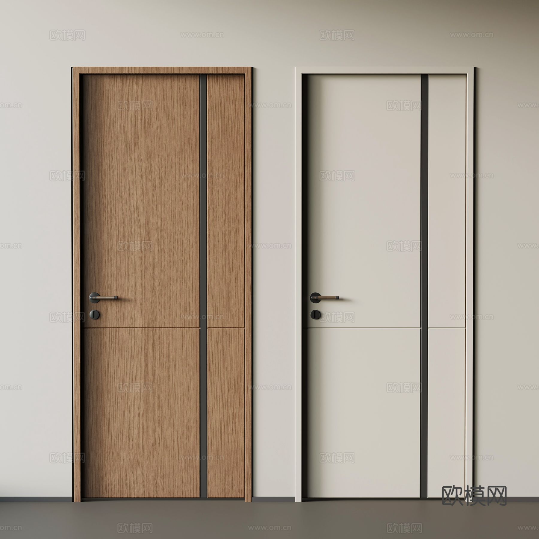 现代单开门 室内门 木门su模型