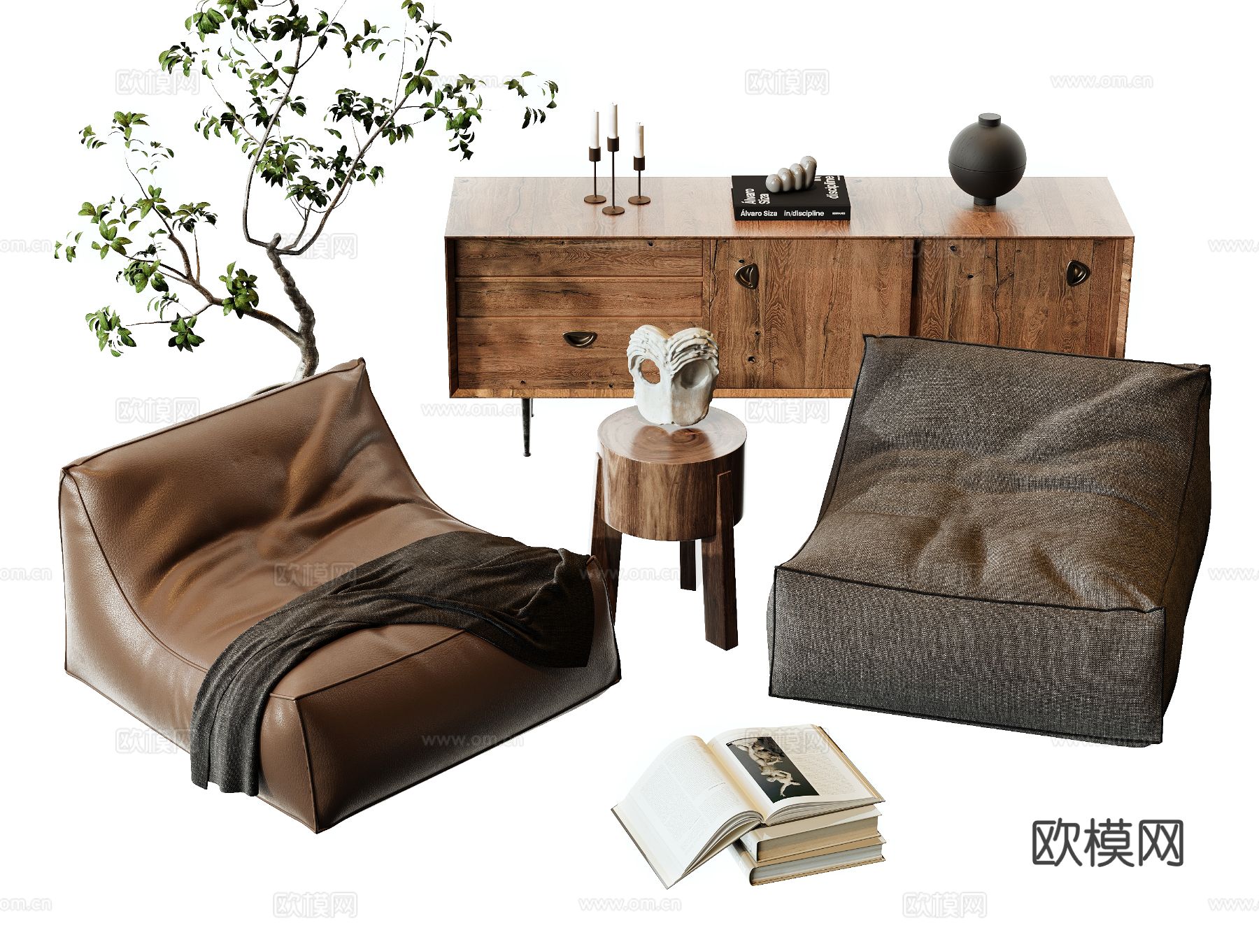 现代懒人沙发su模型