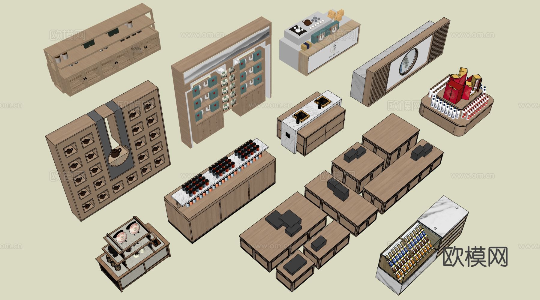 现代文创展架 文创展柜 置物架su模型