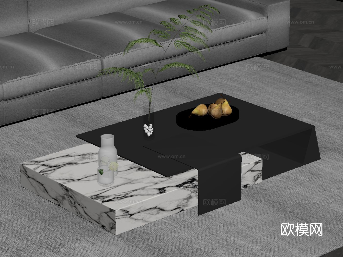 现代意式茶几su模型