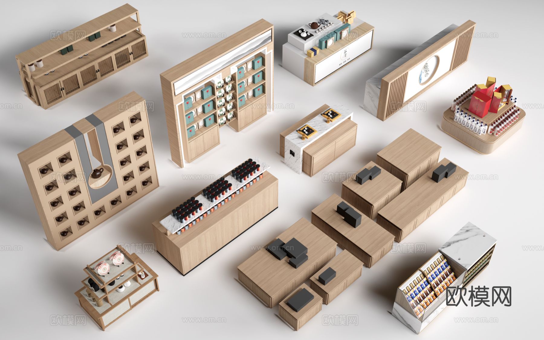 现代文创展架 文创展柜 置物架su模型