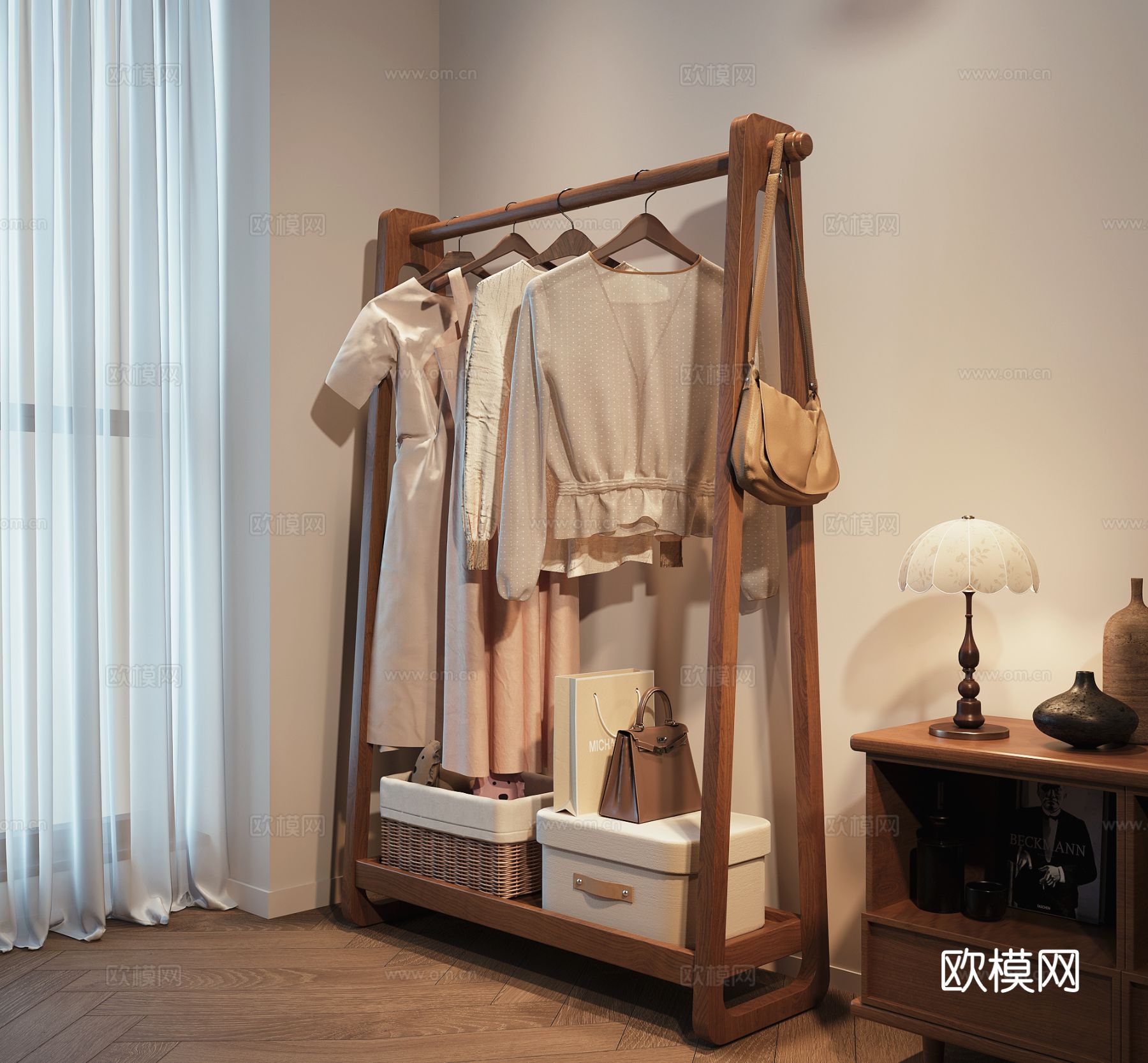 现代衣服挂衣架su模型