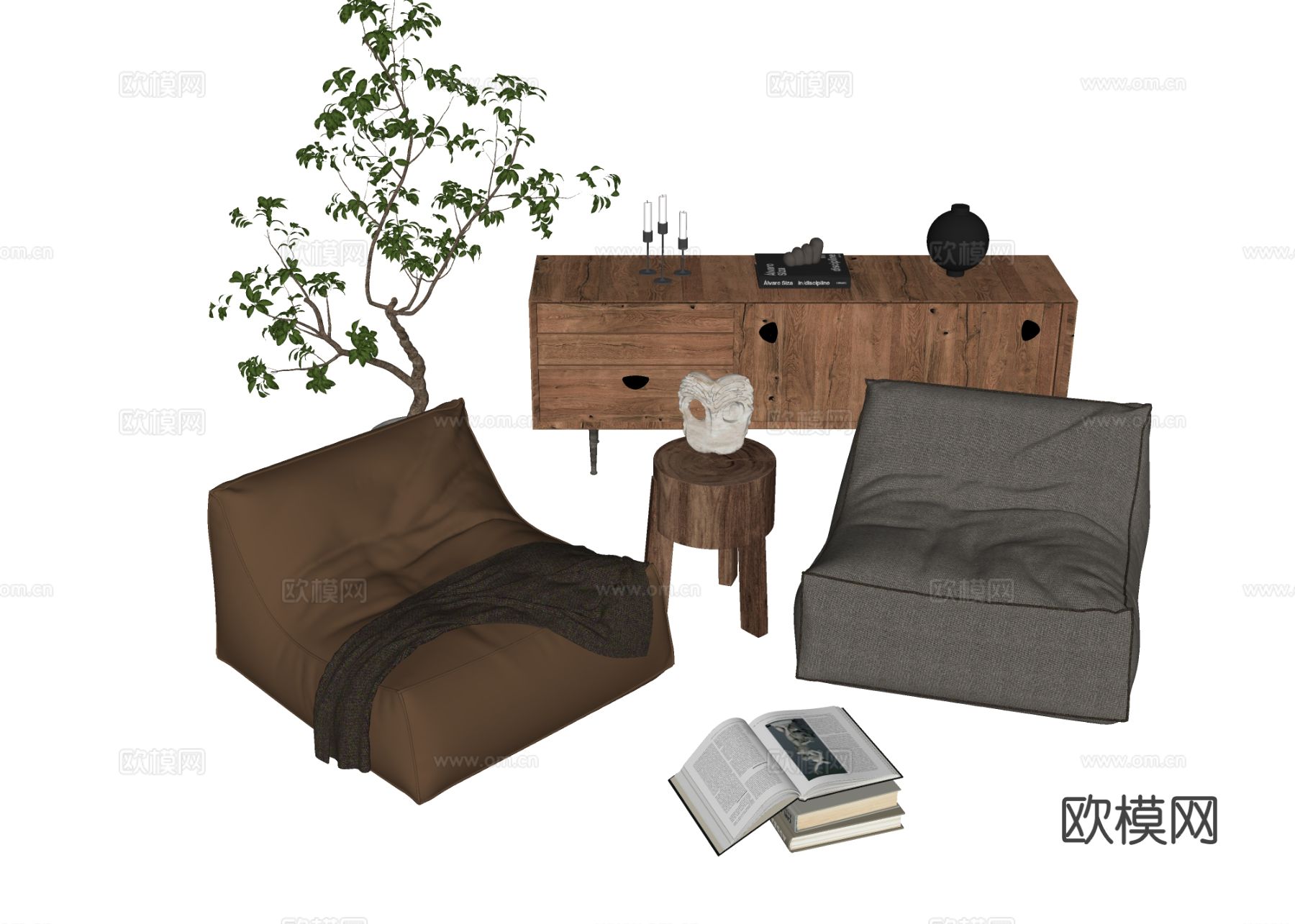 现代懒人沙发su模型