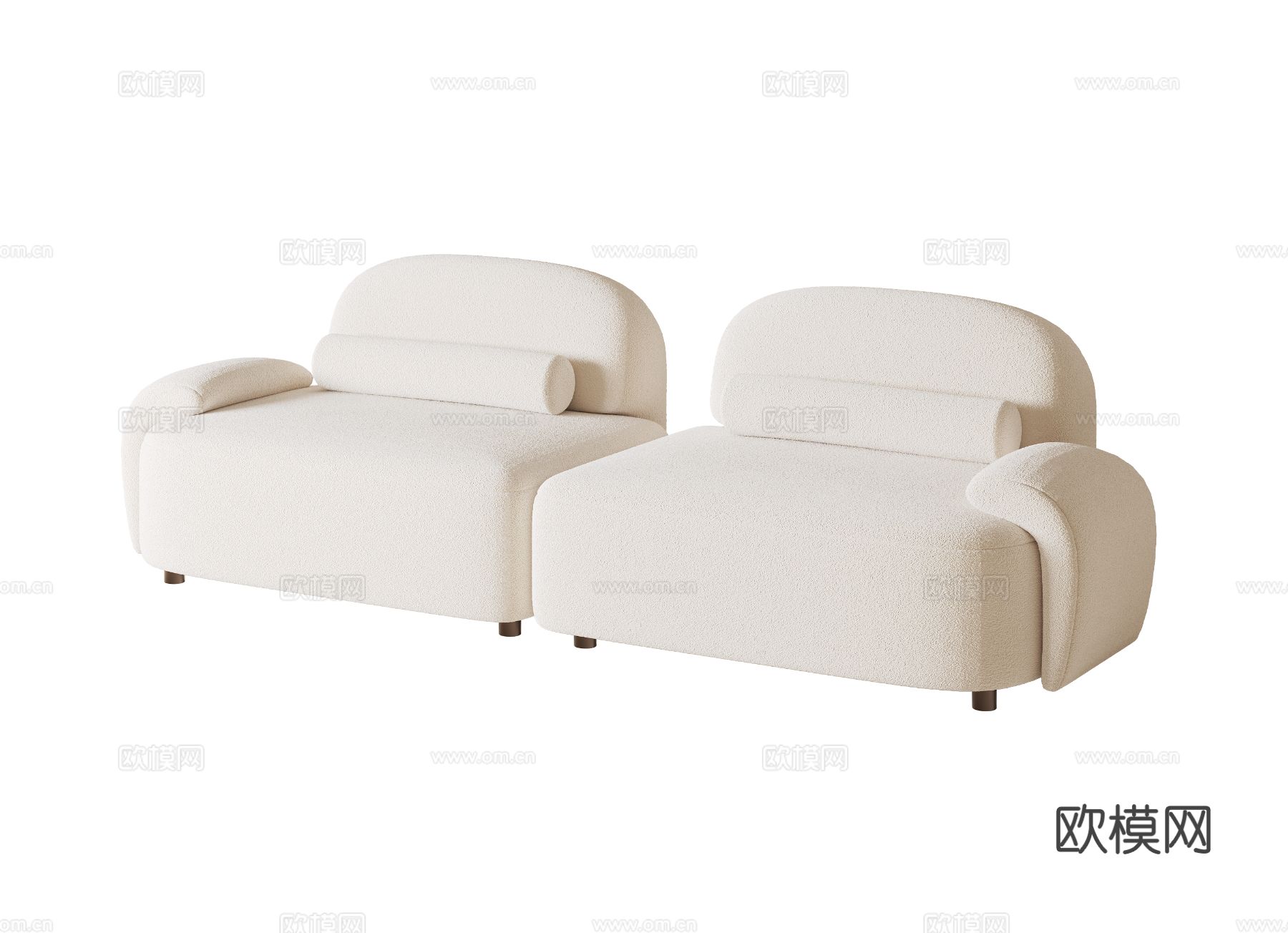 奶油风双人沙发su模型