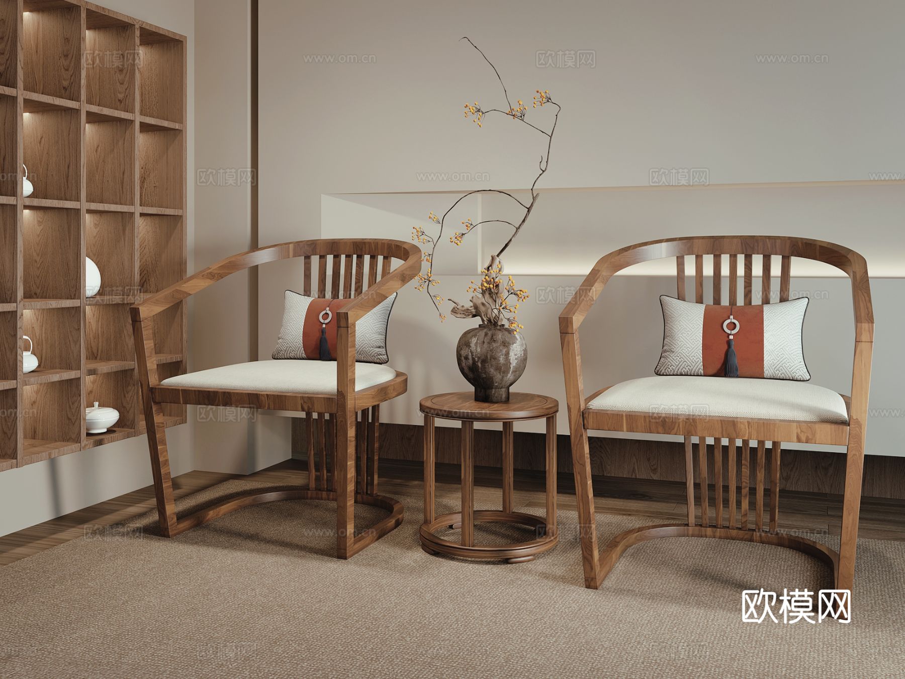 新中式椅子su模型