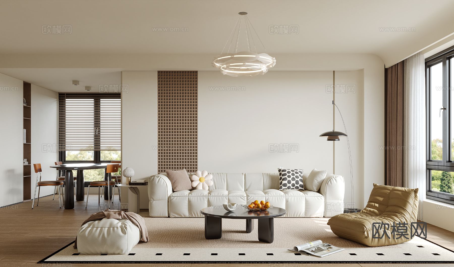 侘寂风客餐厅su模型