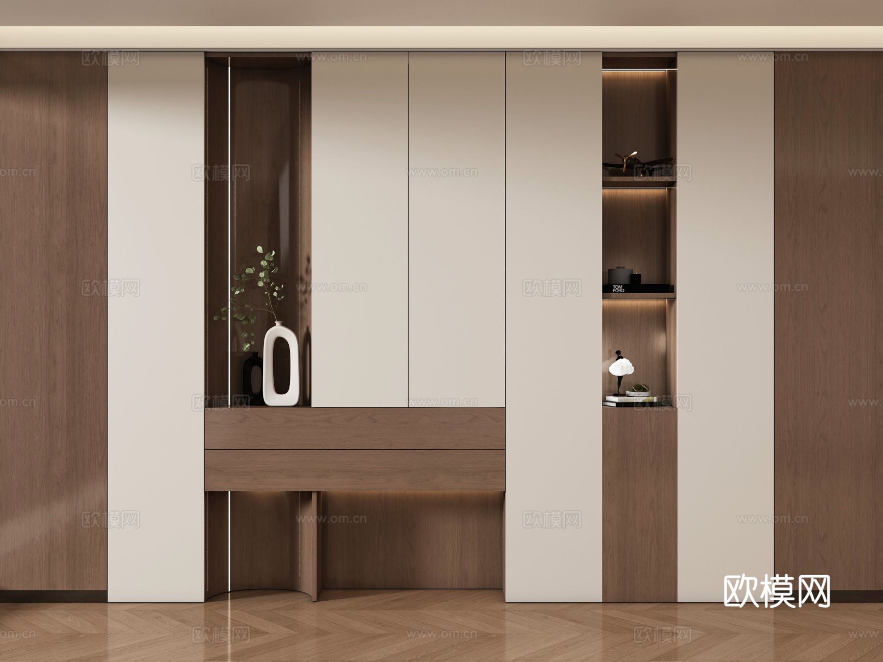 现代玄关柜 储物柜 书柜 背景柜 边柜su模型