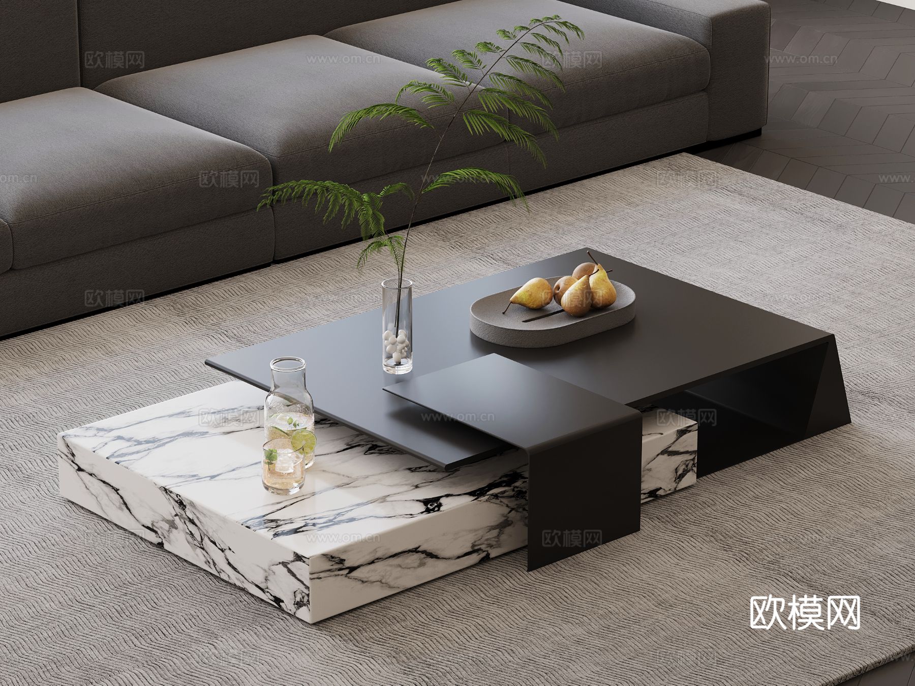现代意式茶几su模型