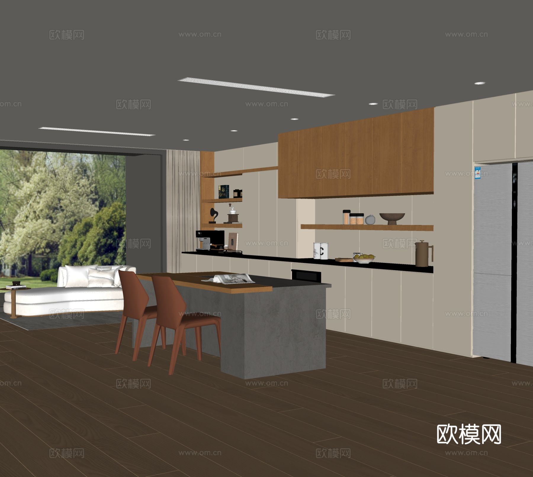 现代餐厅su模型