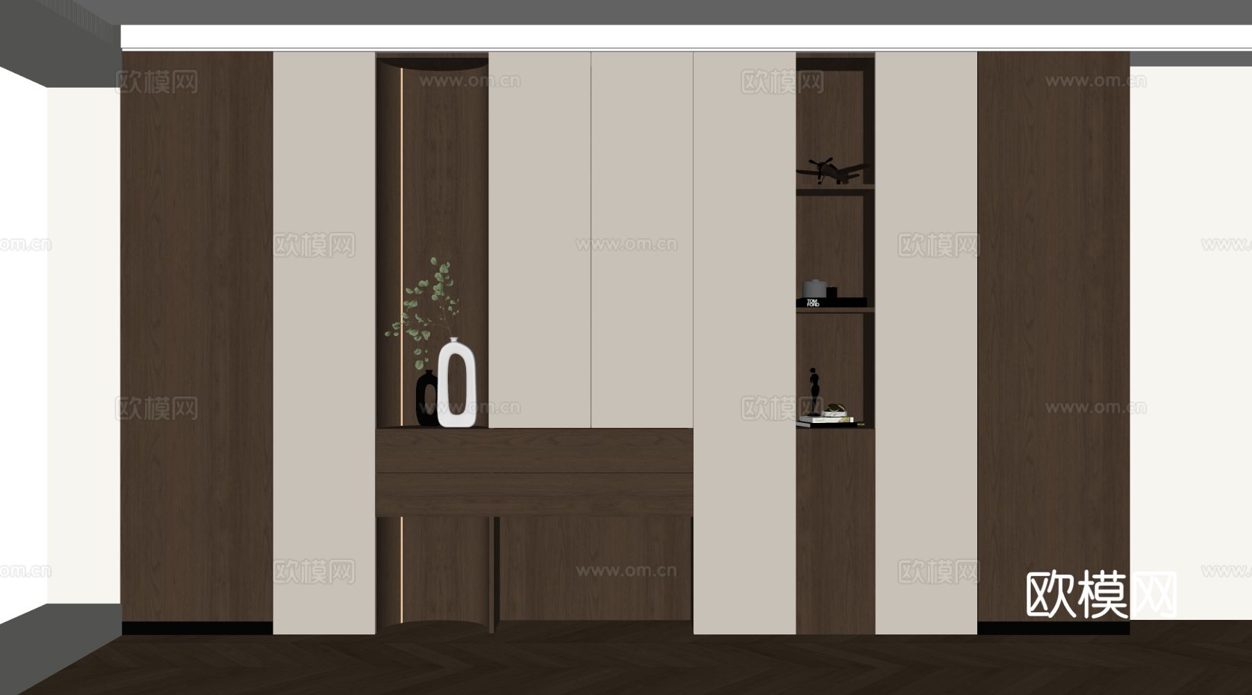 现代玄关柜 储物柜 书柜 背景柜 边柜su模型