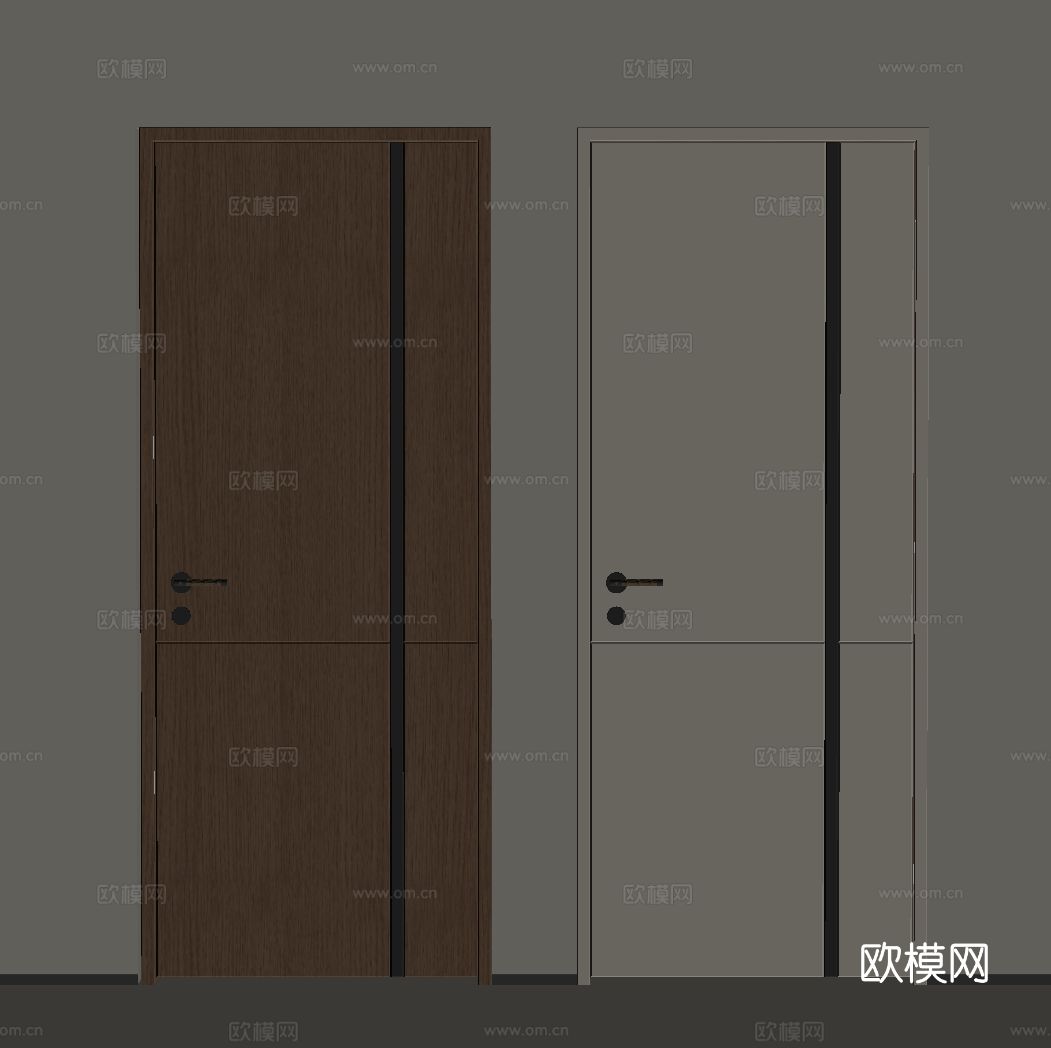 现代单开门 室内门 木门su模型