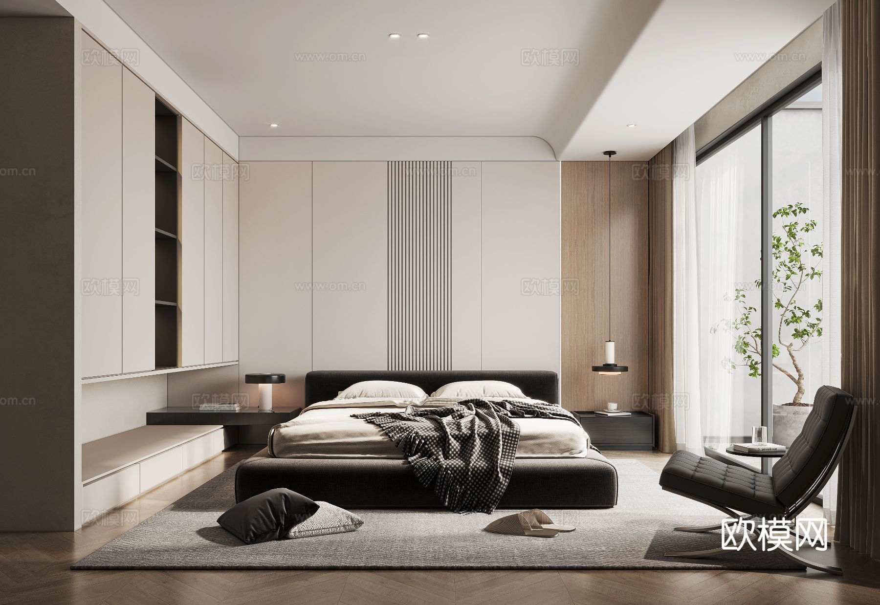 现代卧室3d模型下载