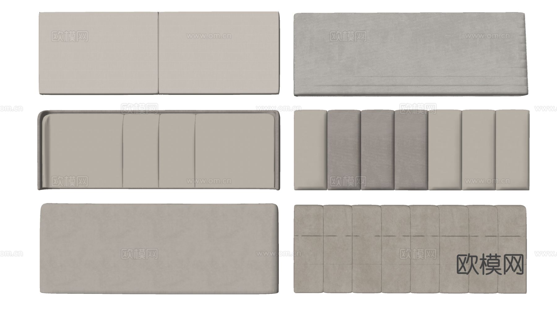 现代榻榻米软包 床头软包 墙面软包 靠背su模型