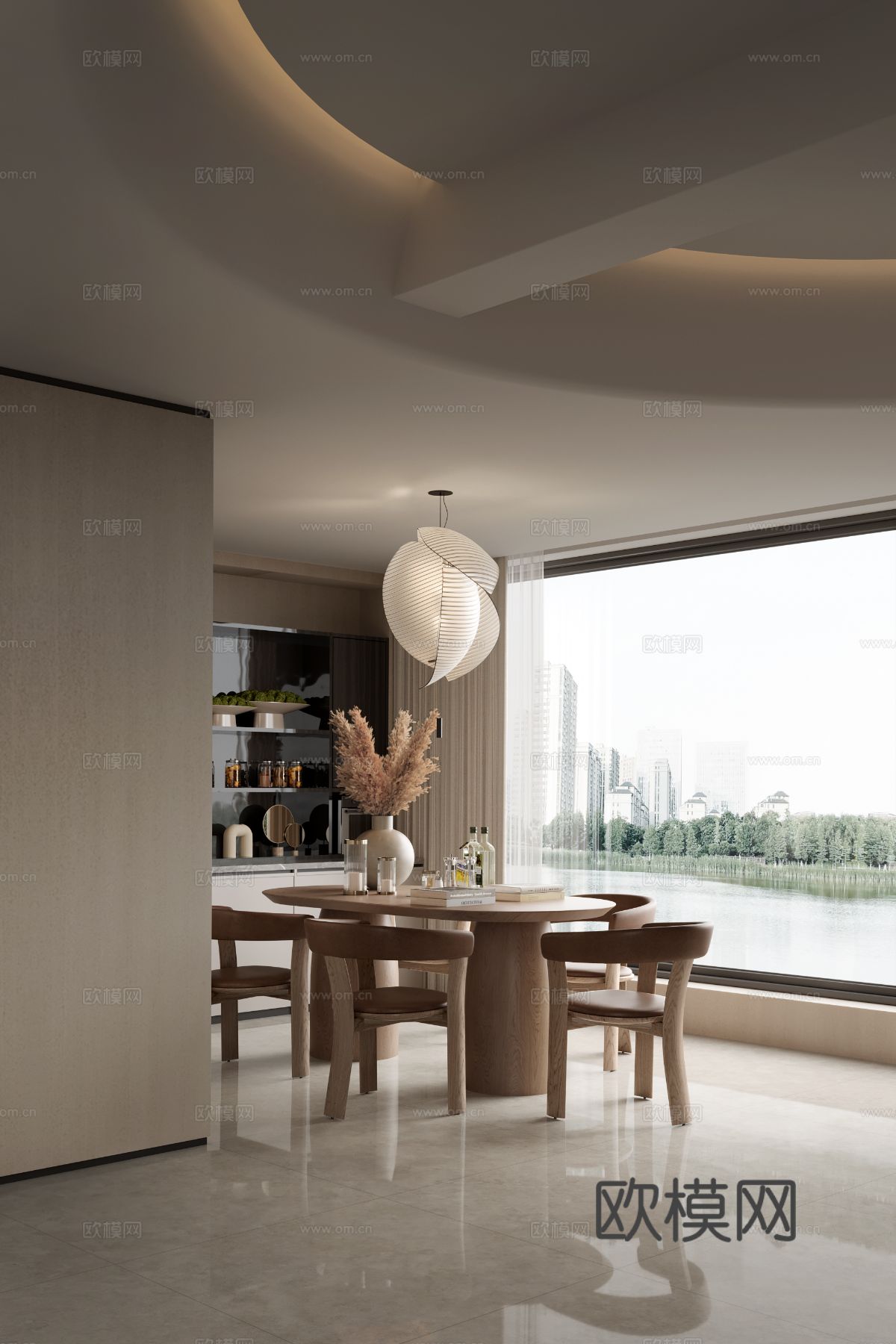 唐忠汉 海南富德样板间餐厅3d模型下载（渲染图1）