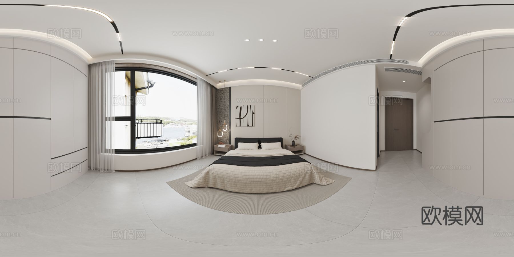 爱国村设计客餐厅 卧室 方案全景效果图下载（渲染图4）