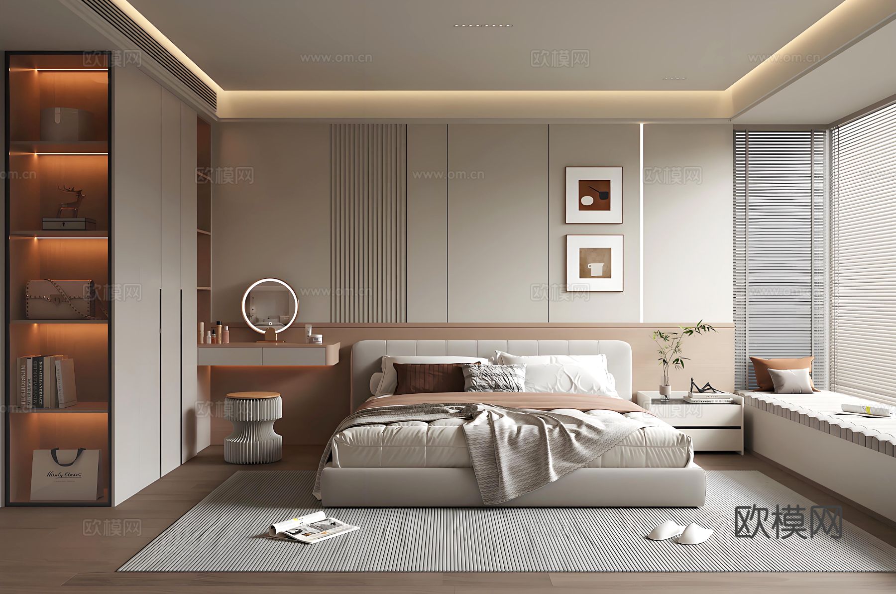 现代卧室 双人床卧室 主卧 次卧 衣柜su模型