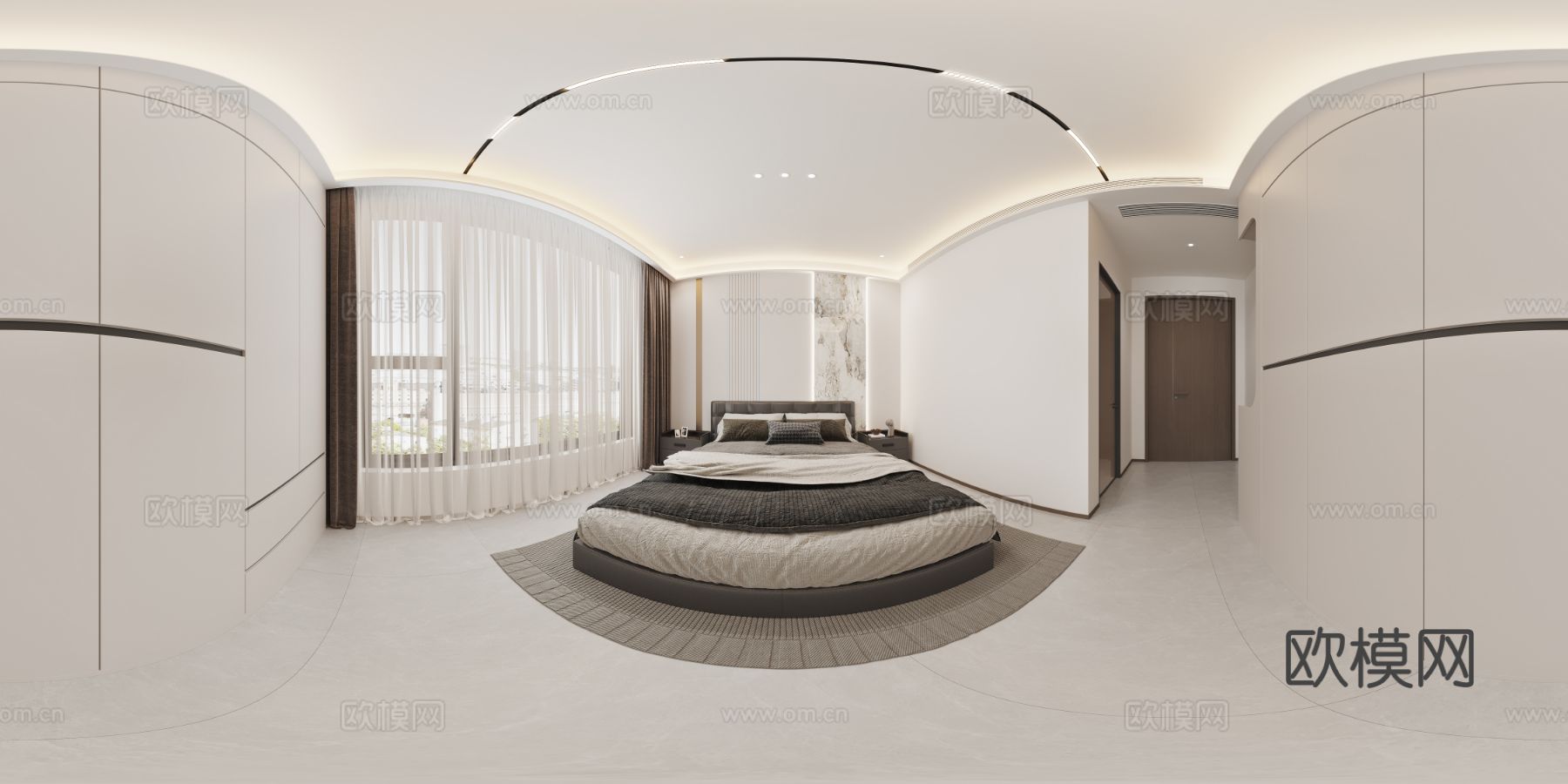 爱国村设计客餐厅 卧室 方案全景效果图下载（渲染图3）