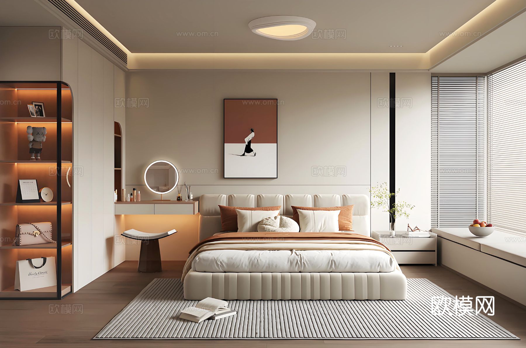 现代卧室 双人床卧室 主卧 次卧 衣柜su模型