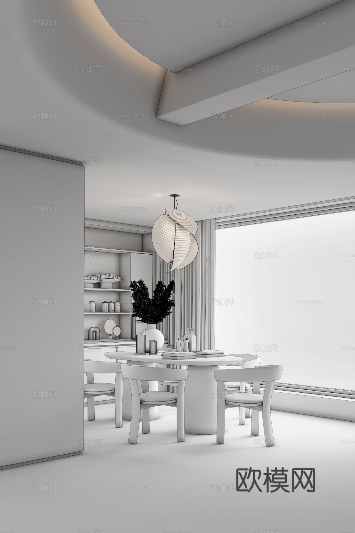 唐忠汉 海南富德样板间餐厅3d模型下载（渲染图2）