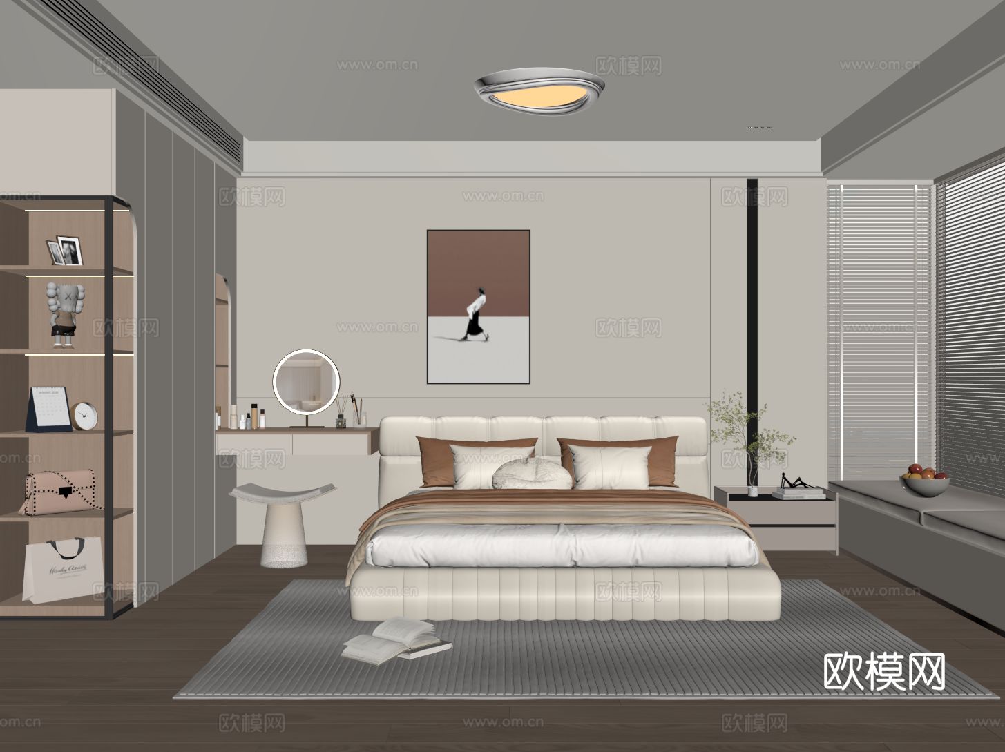 现代卧室 双人床卧室 主卧 次卧 衣柜su模型