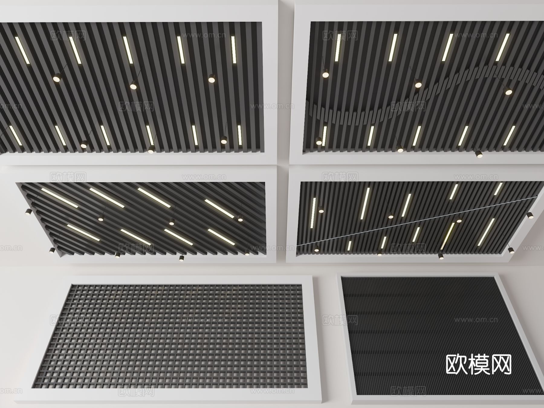 现代异形吊顶 格栅吊顶 曲面天花吊顶 波浪吊顶 工装吊顶su模型