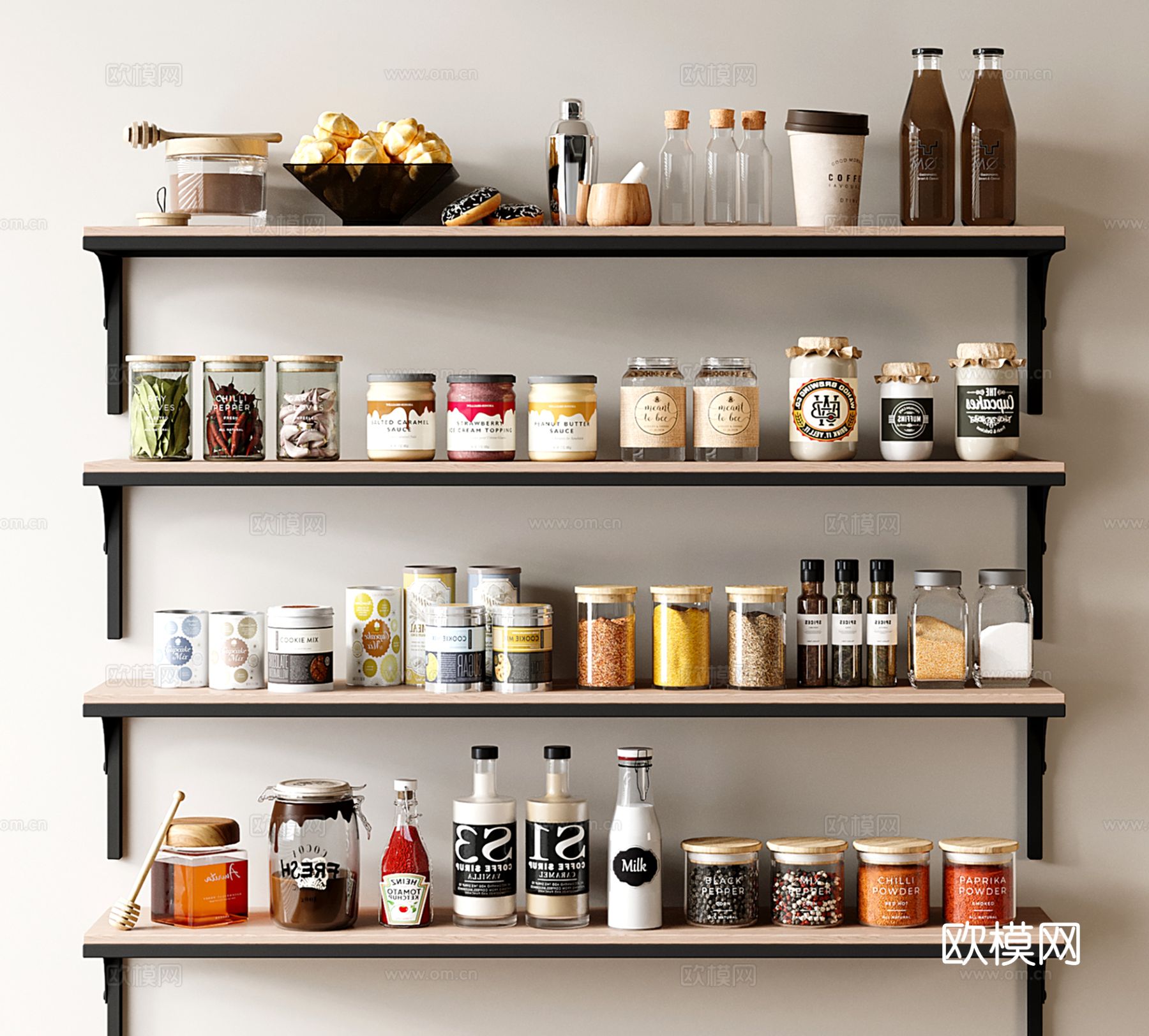 现代厨房用品 食物 调料瓶3d模型下载