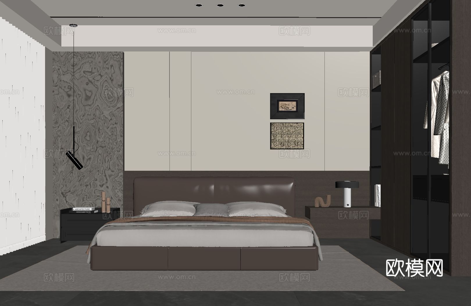现代意式卧室su模型