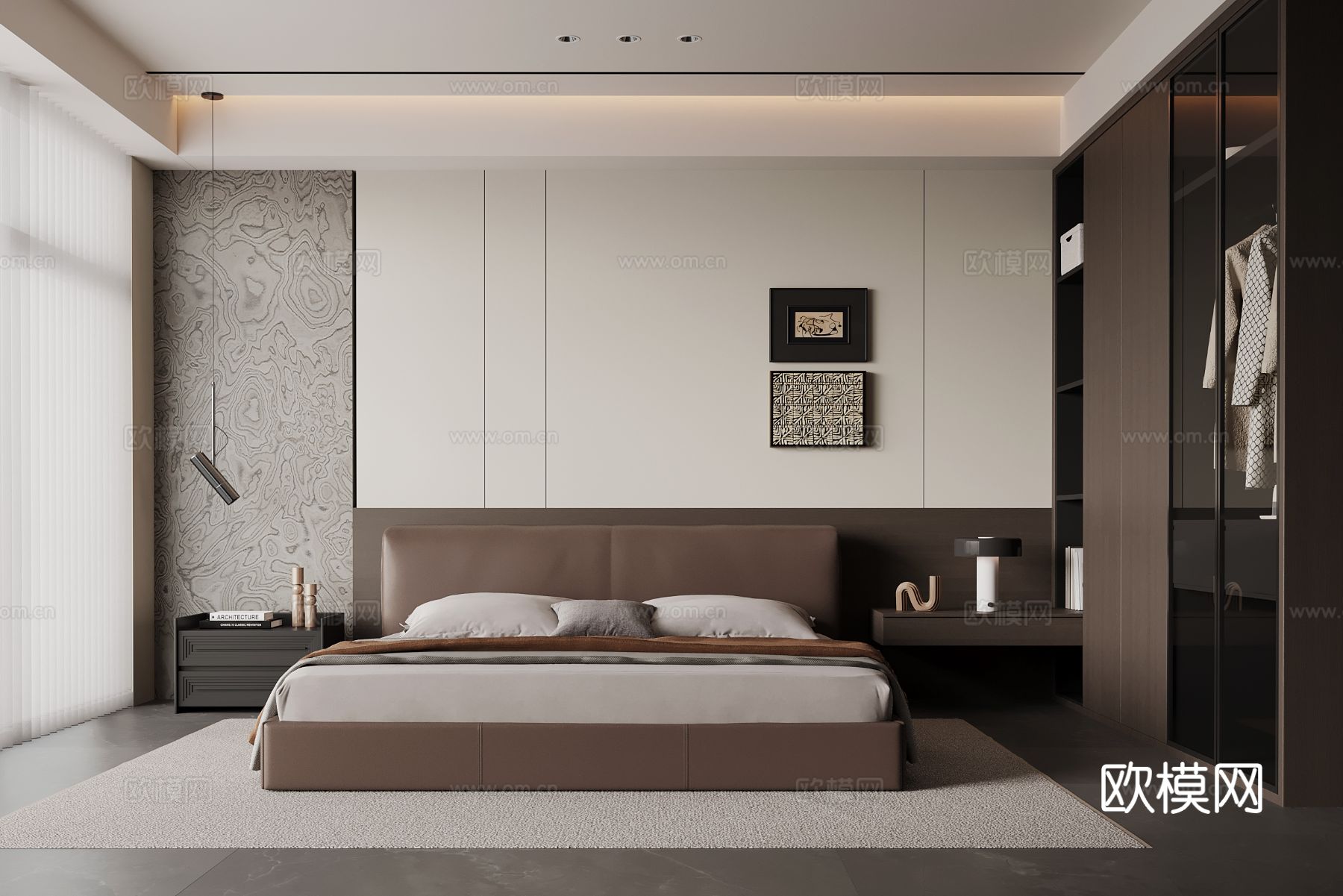 现代意式卧室su模型