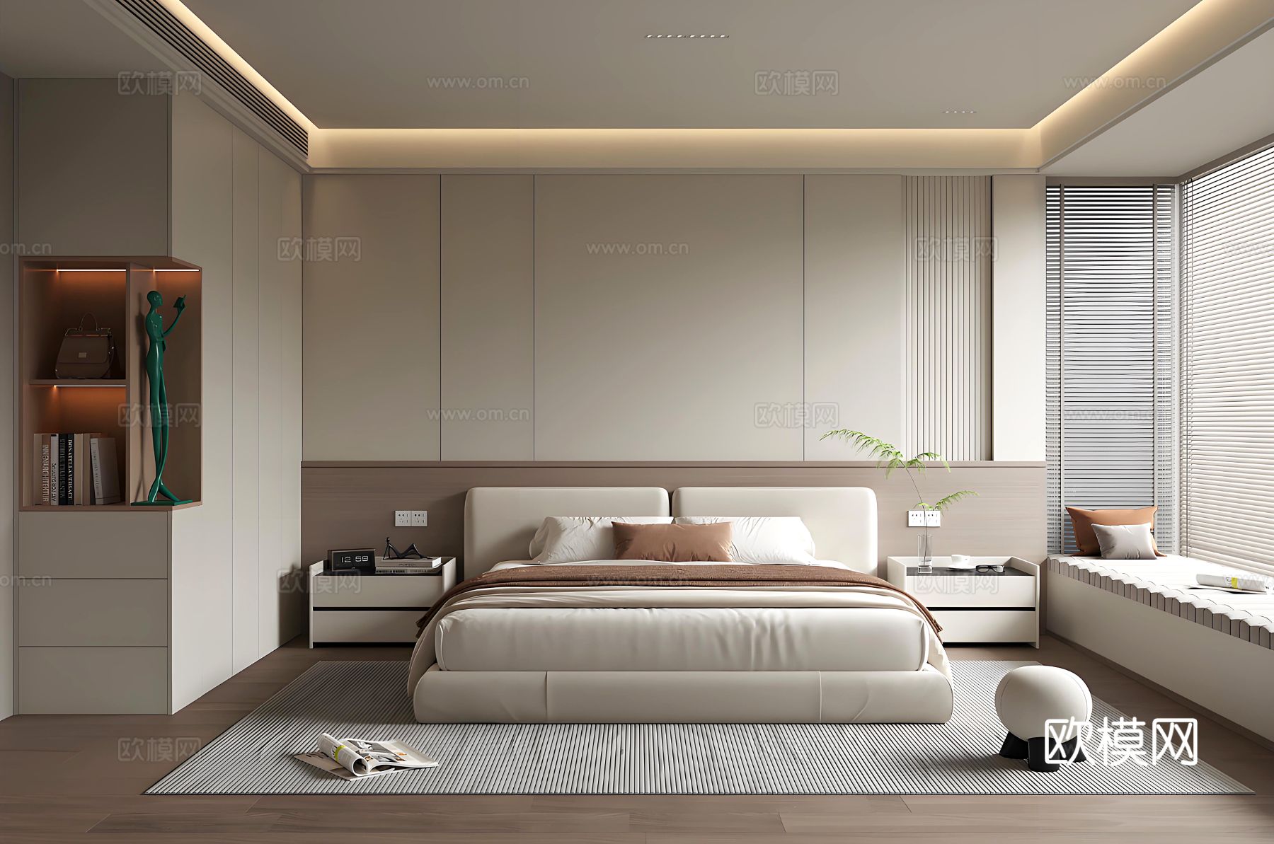 现代卧室 双人床卧室 主卧 次卧 衣柜su模型