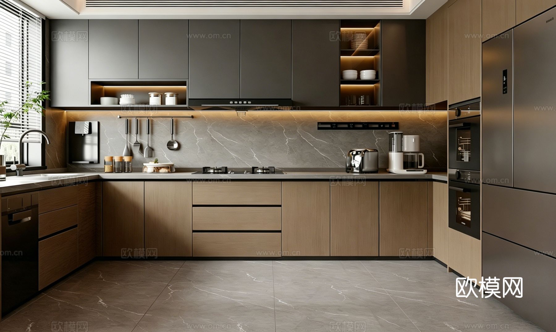 意式 家装 室内简约 轻奢风 格餐厅 客厅 卧室设计su模型